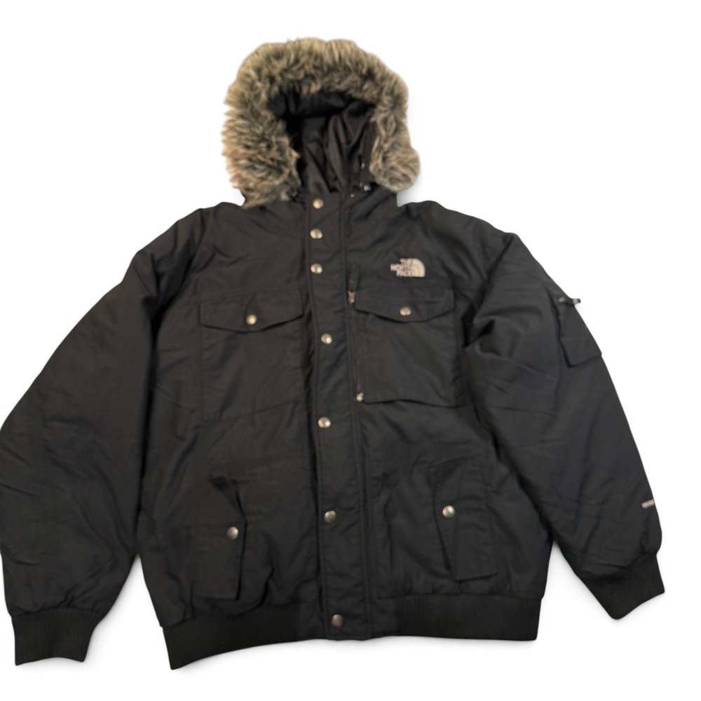 The North Face Gotham Bomber Down Parka Jacket Mens XXXL 3XL Black Faux Fur Hood